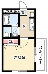 ライラック 1Kの間取図画像