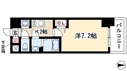 プレサンス上前津グレース 1Kの間取図画像