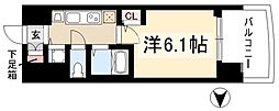 プレサンス桜通グレイス 1Kの間取図画像