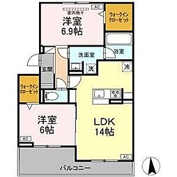 ノア 2LDKの間取図画像