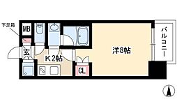 シエルブルー栄 1Kの間取図画像