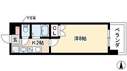 パルティール上前津 1Kの間取図画像