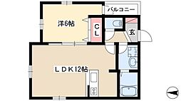 グランレーヴ黒川2 1LDKの間取図画像