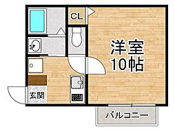 アークリード大津 3階1Kの間取り
