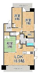 レ・ジェイド大津なぎさ公園 9階3LDKの間取り