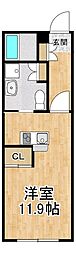 グレイス長等 1階ワンルームの間取り