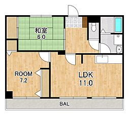 レイティー西大津3号館 5階2LDKの間取り