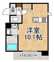 （仮称）長等2丁目新築工事 3階ワンルームの間取り