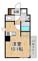 （仮称）長等2丁目新築工事 5階ワンルームの間取り