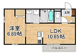 West　Path　II 1階1LDKの間取り