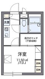レオパレスシャトー大津 2階1Kの間取り