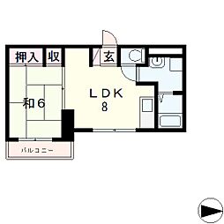 グランディール大津 1LDKの間取図画像