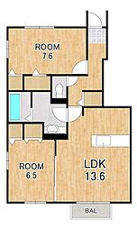 ラ・シャンス 2LDKの間取図画像