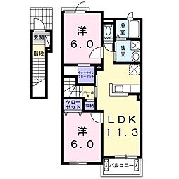 レイクりき2 2LDKの間取図画像