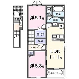 ヒカルサ仰木の里I 2LDKの間取図画像