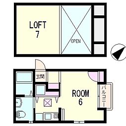 Angelique 1階ワンルームの間取り