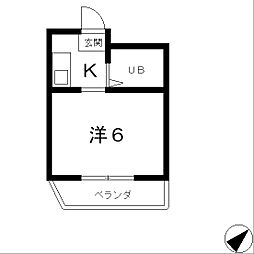 ソレイユヤマダ 2階1Kの間取り