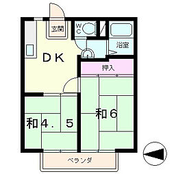 コーポタナカ 2DKの間取図画像