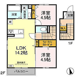 D-ROOM河口湖 2LDKの間取図画像