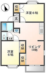 フロンティア・ガーデンヒルE 2LDKの間取図画像