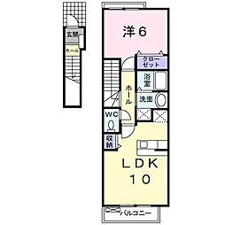 エクレラージュA 1LDKの間取図画像