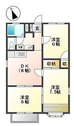 フロンティア・ガーデンヒルE 3DKの間取図画像