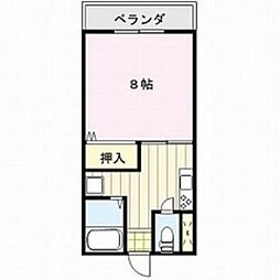 サンハイツ山田B 2階1Kの間取り