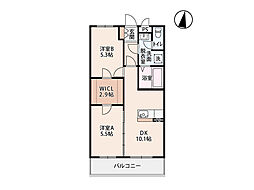 ソラーナ岡谷A 1階2DKの間取り
