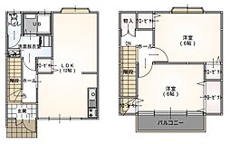 コーポ溝口 2階2LDKの間取り
