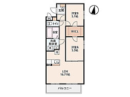 ソラーナ岡谷A 2LDKの間取図画像