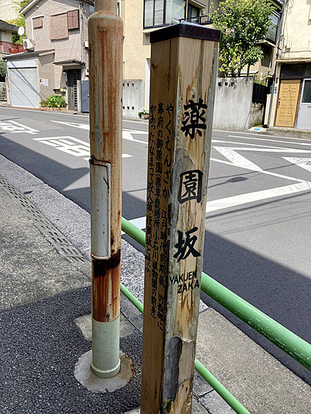 薬園坂の通り沿いの土地です