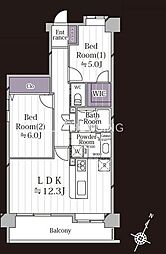 レクセルガーデン鶴巻温泉 2LDKの間取図画像