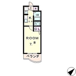 アースマーシーマンション 2階1Kの間取り