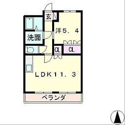 EL GRACE 2階1LDKの間取り