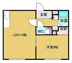 ポイントスクエア 1階1LDKの間取り