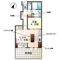 Woodstock Nest 1階1LDKの間取り