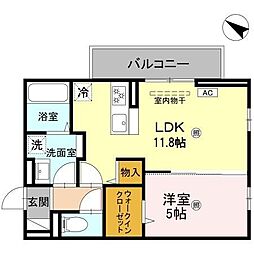 G .L Takakaichou 2階1LDKの間取り