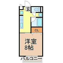 ボーソレイユ 1階1Kの間取り