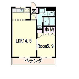 Green Village 2階1LDKの間取り