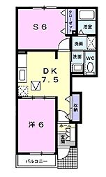 アニメート宝積 1SDKの間取図画像