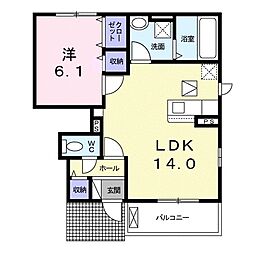 サンクチュアリKEG 1LDKの間取図画像