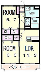 ユーミー能登川UNO 2LDKの間取図画像