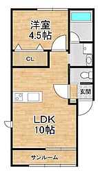 仮称)愛知川共同住宅 A棟 1LDKの間取図画像