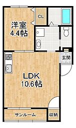 ベネディエーレIII 1LDKの間取図画像