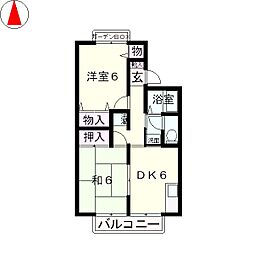 シャルム淡海 2DKの間取図画像