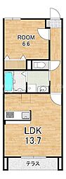 (仮称)彦根市高宮町共同住宅PJ 1LDKの間取図画像