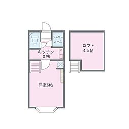 ヴァンテアン清瀬 2階1Kの間取り