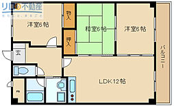 フルール南鈴原 3階3LDKの間取り