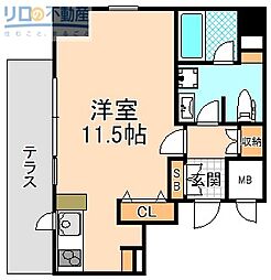 ラフィーネ平松 1階1Kの間取り