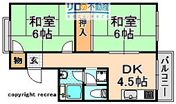 池永ハイツ 2DKの間取図画像